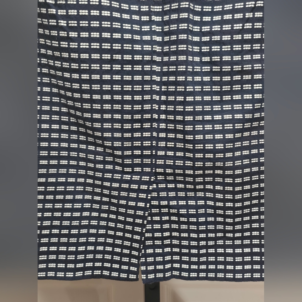 Trina Turk Pencil Skirt Navy Blue & White Geometric Pattern - Picture 3 of 8